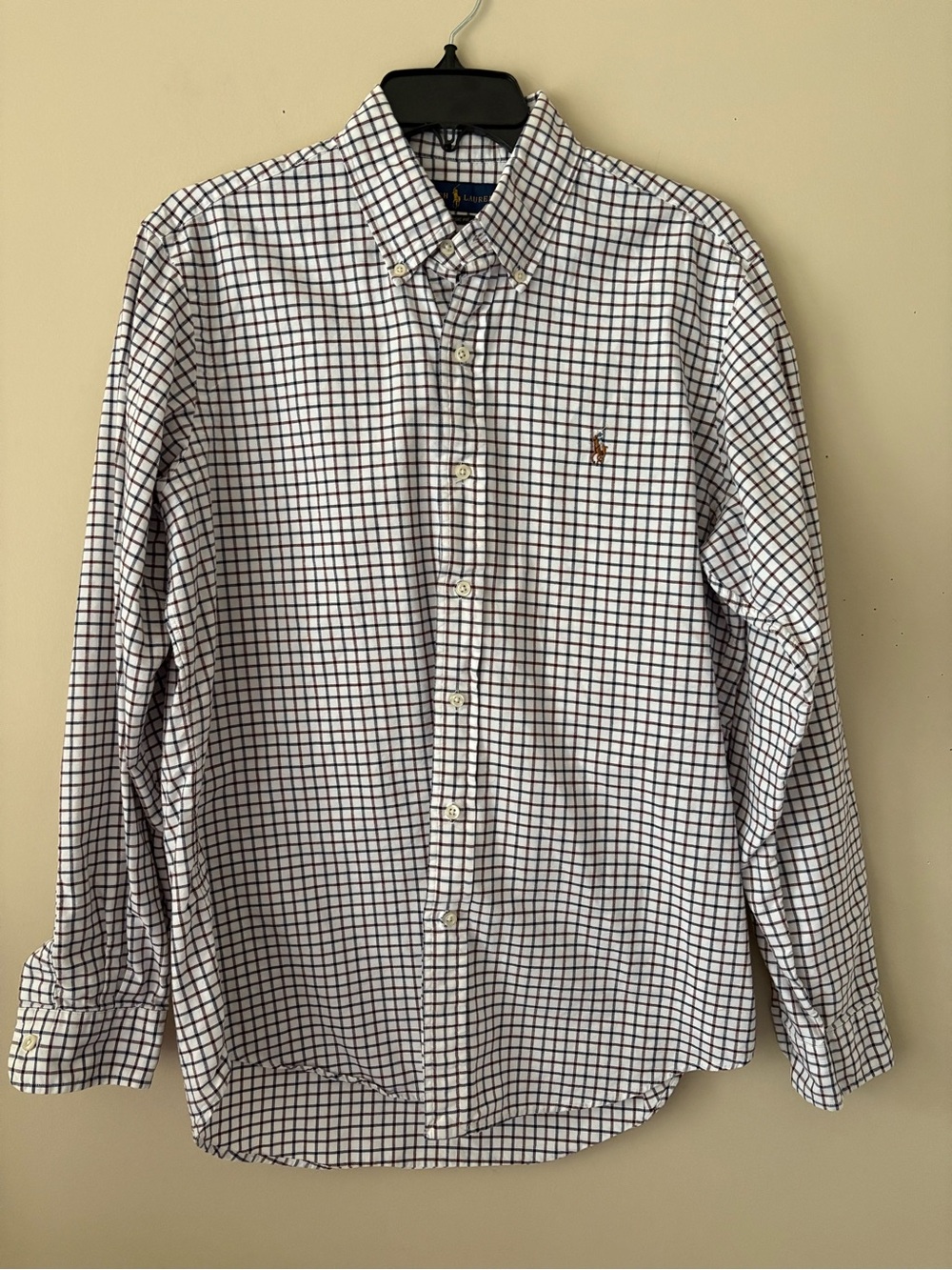 Ralph Lauren Button-Down Classic Fit Cotton Checked Shirt Sz. M Like New